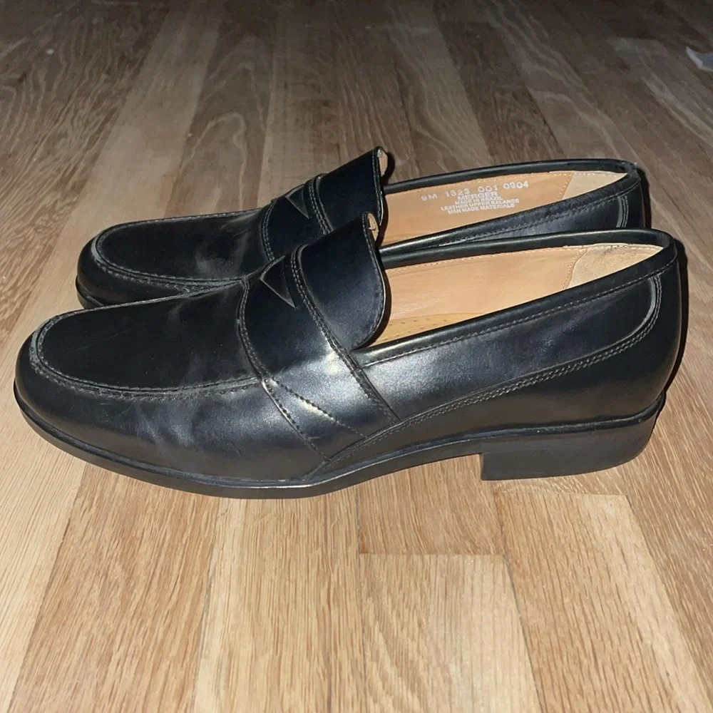 Bass‎ Flex Merger Black Leather Penny Loafers.  Size 9.